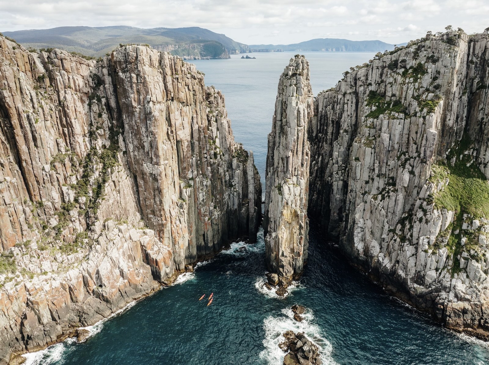 Harbour and hills around Hobart in southern Tasmania