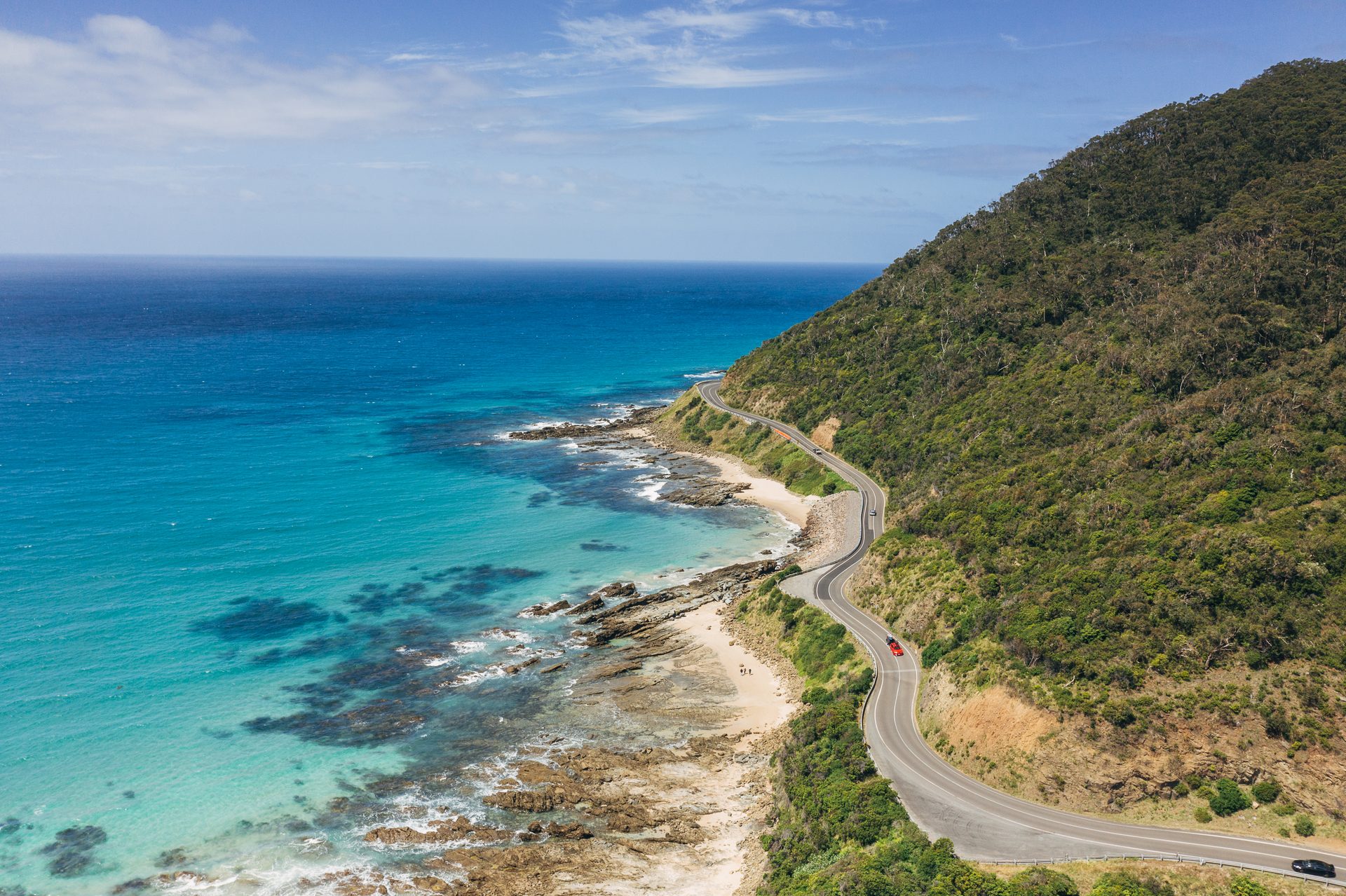 Elevated view from Teddy's Lookout over the Great Ocean Road near Lorne
